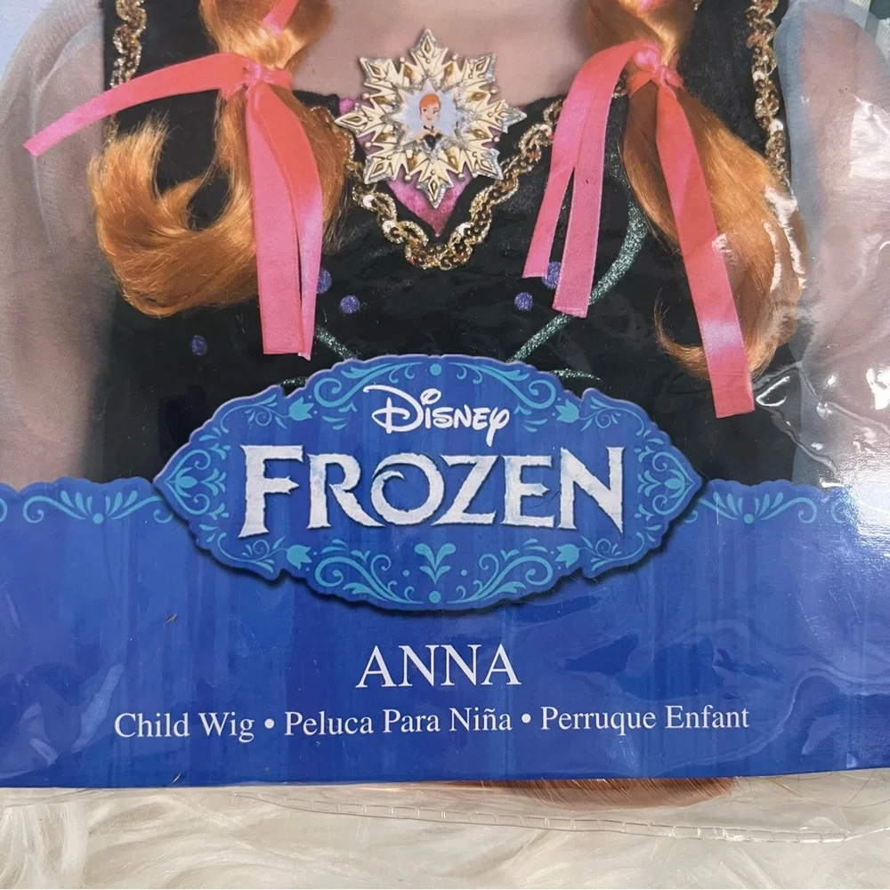 Disney Frozen Anna Child Wig with Pink Ribbons NEW Halloween costume dress up